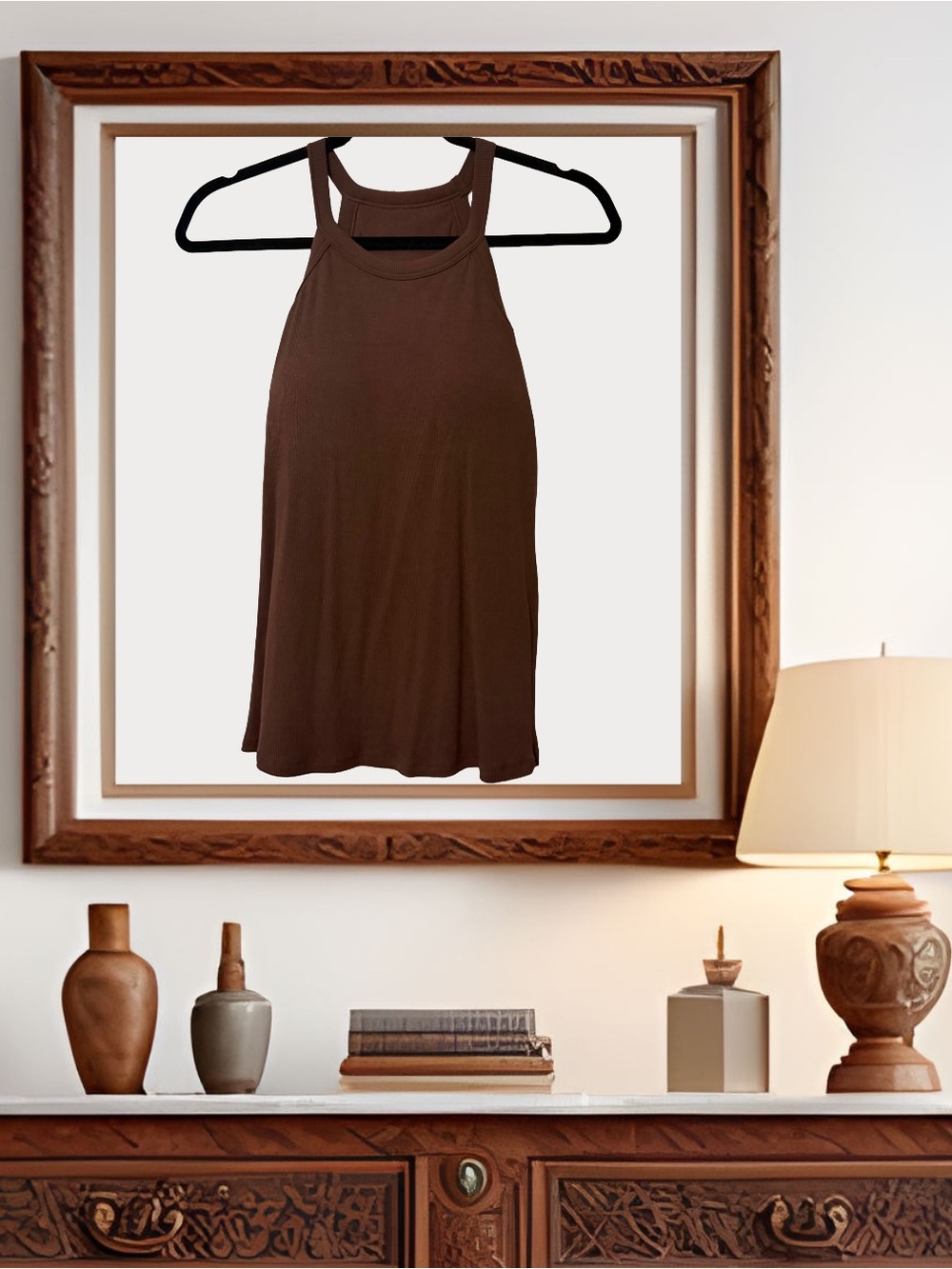 BOGO! Brown Racerback Tank with Built-In Bra